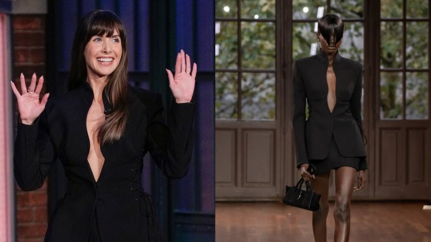 Alison Brie Stuns in Mugler on 'Late Night With Seth Meyers'