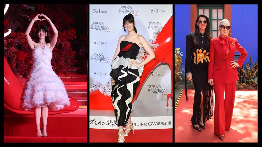 Anne Hathaway Dazzles in Designer Dreams on 'The Devil Wears Prada 2' Press Tour