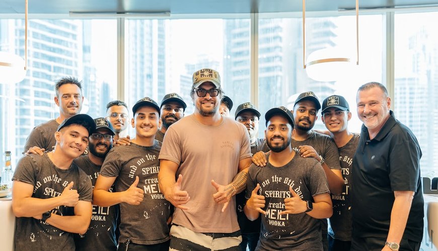 Jason Momoa Makes a Splash at Dubai's Towering New Hotel