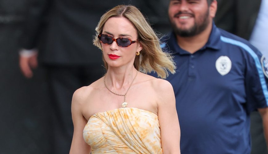 Emily Blunt Stuns in Chic Separates on 'Jimmy Kimmel Live!'