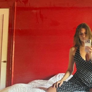 Emily Ratajkowski Stuns Fans with Daring Polka Dot Dress Selfies