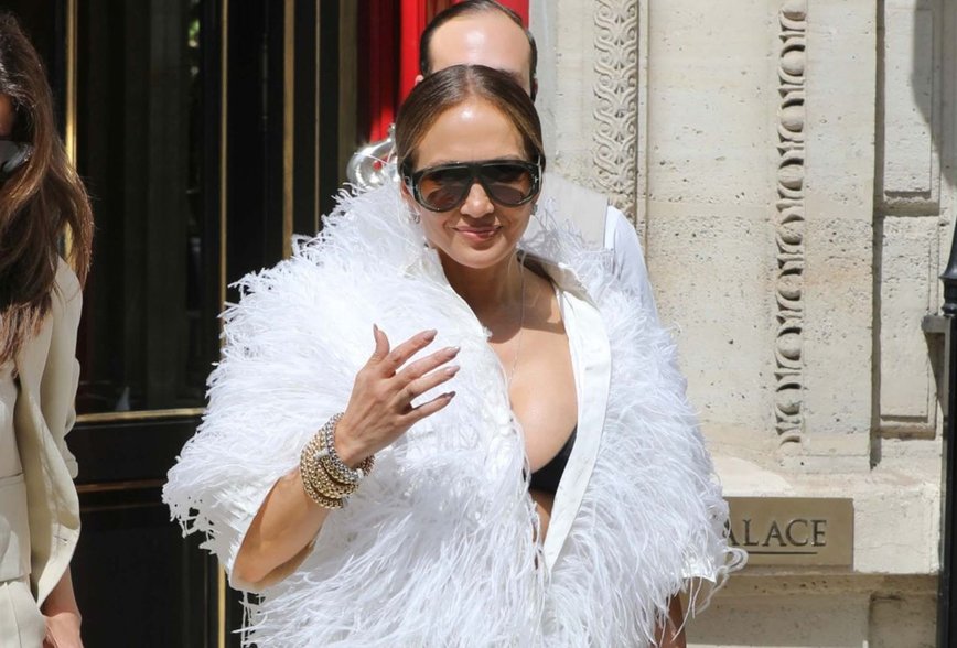 JLo Stuns in Drop Waist Dress at Swift and Kelce's Star-Studded Wedding