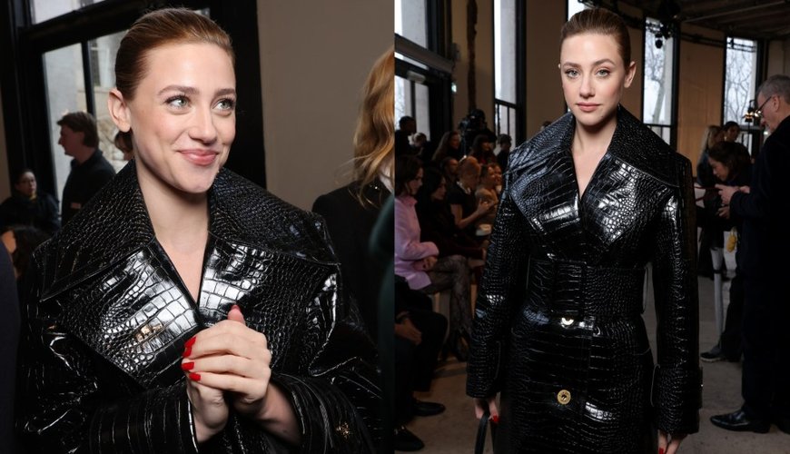 Lili Reinhart Stuns in Glossy Patou Trench at Paris Fashion Week