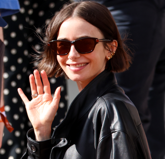 Lily Collins Steals the Spotlight at the French Open with Edgy Leather Ensemble