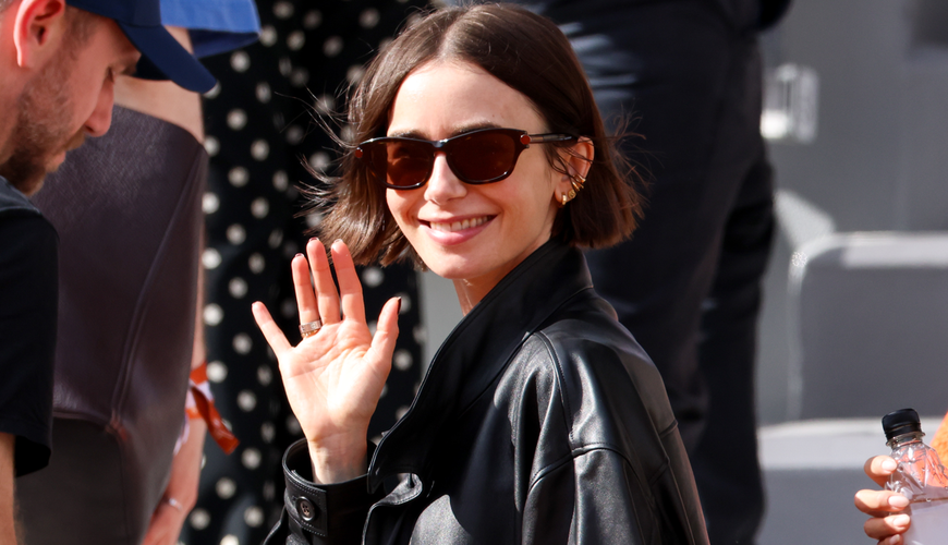Lily Collins Steals the Spotlight at the French Open with Edgy Leather Ensemble