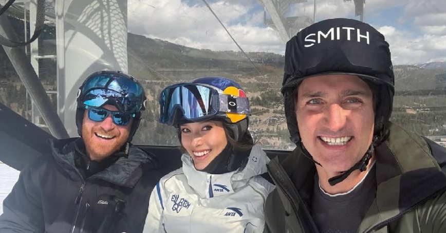 Prince Harry's Epic Ski Selfie with Eileen Gu and Justin Trudeau!