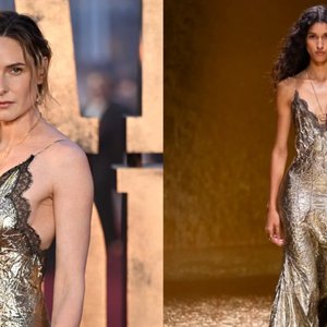Rebecca Ferguson Dazzles in Gold at 'Peaky Blinders' Movie Premiere