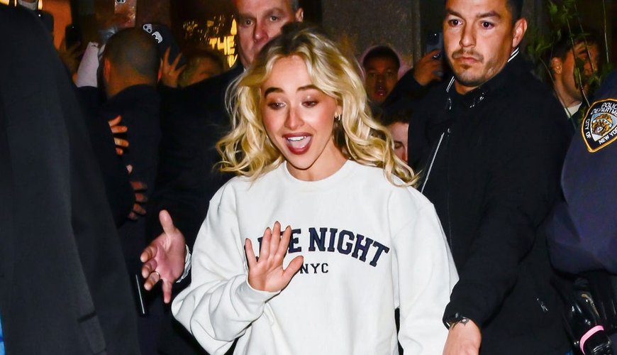 Sabrina Carpenter Rocks Seth Meyers 'Late Night' Sweatshirt as a Minidress