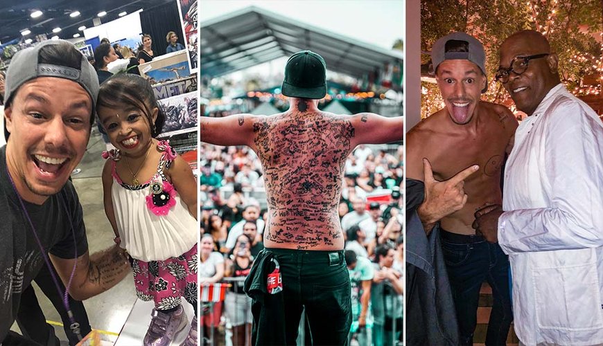 Tattoo Artist's Skin is a Canvas for Celebrity Signatures