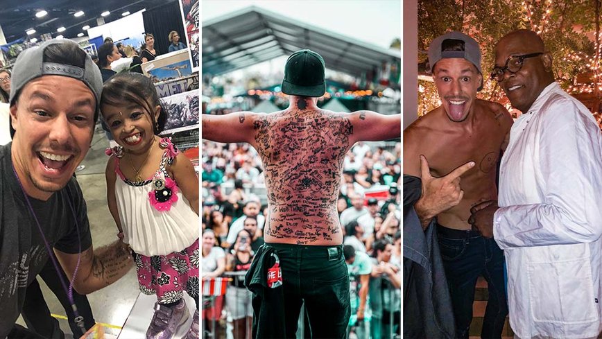 Tattoo Artist's Skin is a Canvas for Celebrity Signatures