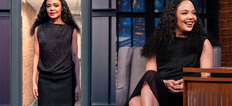 Tessa Thompson Stuns in Sheer Elegance on 'Late Night with Seth Meyers'