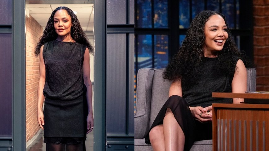 Tessa Thompson Stuns in Sheer Elegance on 'Late Night with Seth Meyers'