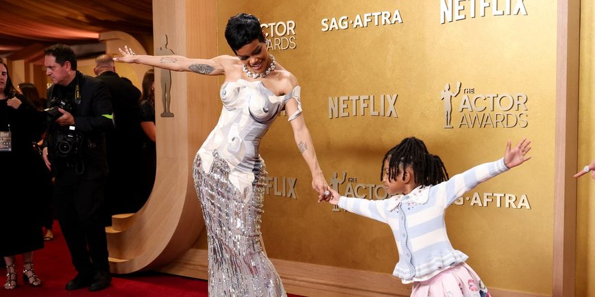 Teyana Taylor and Daughter Rue Rose Dazzle at the Actor Awards